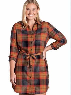 Toad & Co‎ Women’s Re-Form Flannel Shirtdress Sz S in Cedar Ombre